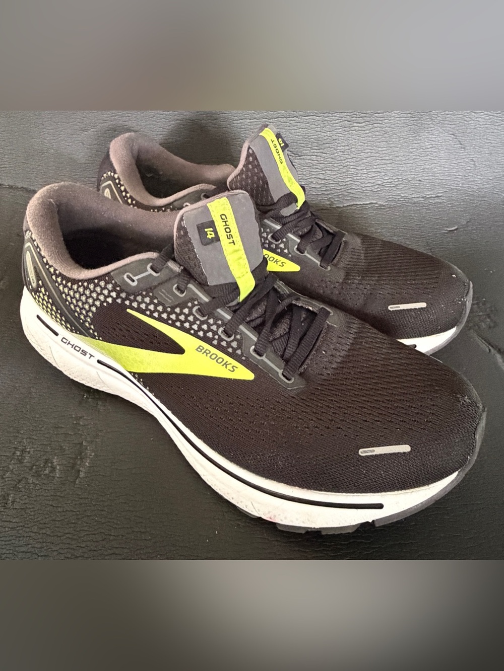 Brooks Black Running Shoes with Neon Yellow Accents